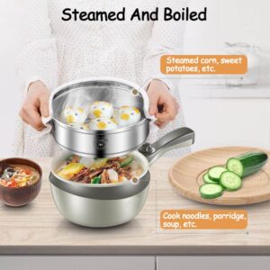 1.8L 220V 700W Mini Multifunction Electric Cooking Pot Double Layer Non-stick Stainless Steel Multi Cookers Steamer Frying Pot