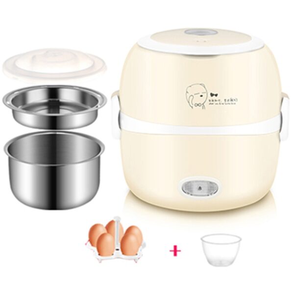 Mini Electric Rice Cooker Stainless Steel Inner Thermal Heating Electric Lunch Box Portable Food Steamer Cooking Container