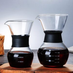 600ml Glass Coffee Kettle with Stainless Steel Filter Drip Brewing Hot Brewer Coffee Pot Dripper Barista Pour Over Coffee Maker