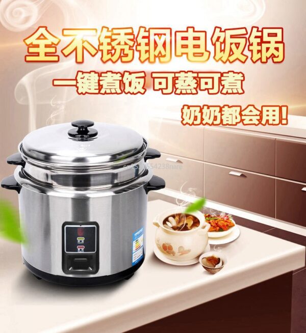 5L Authentic Stainless Steel Rice Cooker Double Bottom Food Grade Liner Household Old Electrical Rice Cooker 900W