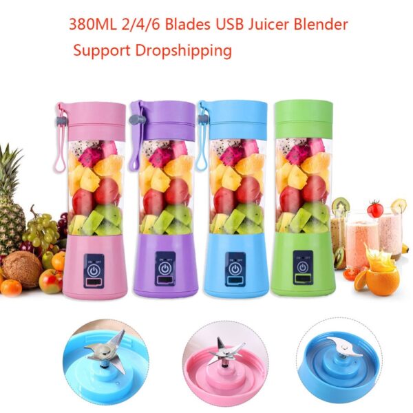 Portable Glass Blender USB Mixer Electric Orange Juicer Machine Smoothie Blender Mini Food Lemon Squeezer Juice Press Extractor