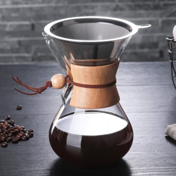 Classic Glass Coffee Pot V60 Dripper with Wooden Handle Pour Over Coffee Maker Espresso Coffe Drip Kettle Barista Tools