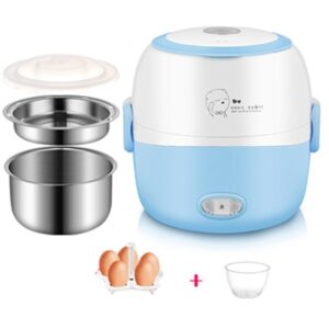 Mini Electric Rice Cooker Stainless Steel Inner Thermal Heating Electric Lunch Box Portable Food Steamer Cooking Container