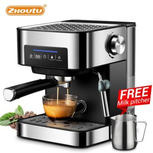 Zhoutu espresso coffee machine Built-In milk frother 15Bar Coffee Makers 850W cappuccino machine automatic coffee machine