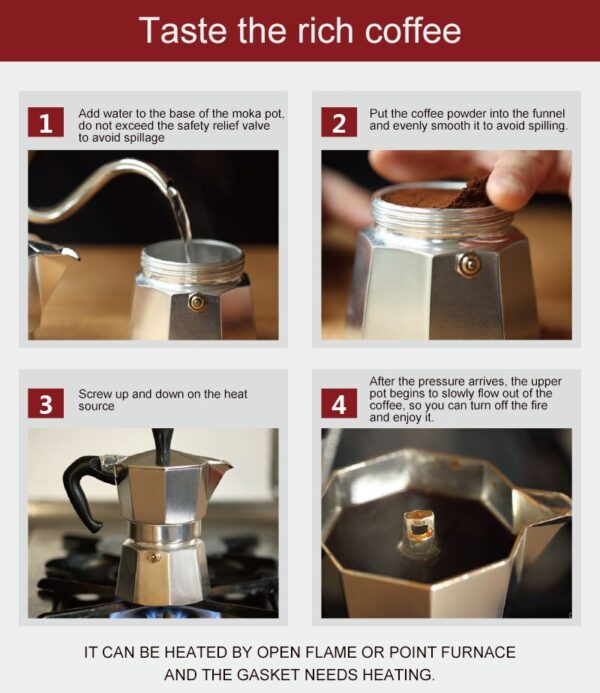 VOCORY Coffee Maker Aluminum Mocha Espresso Percolator Pot Coffee Maker Moka Pot 1cup/3cup/6cup/9cup/12cup Stovetop Coffee Maker