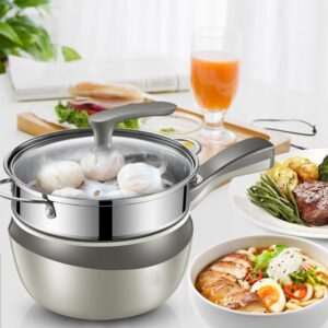 1.8L 220V 700W Mini Multifunction Electric Cooking Pot Double Layer Non-stick Stainless Steel Multi Cookers Steamer Frying Pot