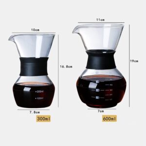 600ml Glass Coffee Kettle with Stainless Steel Filter Drip Brewing Hot Brewer Coffee Pot Dripper Barista Pour Over Coffee Maker