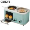CUKYI Electric 3 in 1 Household Breakfast machine mini bread toaster baking oven omelette fry pan hot pot boiler food steamer EU