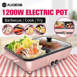 220V 1200W 2 Pots in 1 Multi Cooker Multifunctional Roasting Frying Stewing Steaming Household Pot Dormitory Mini Pan