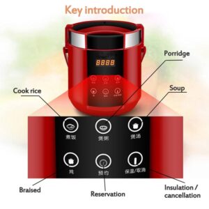 1.5L Electric Rice Cooker Mini 2 Layers Food Steamer Multifunction Meal Cooking Pot Fast Heating Lunch Box 24H Appointment 220V